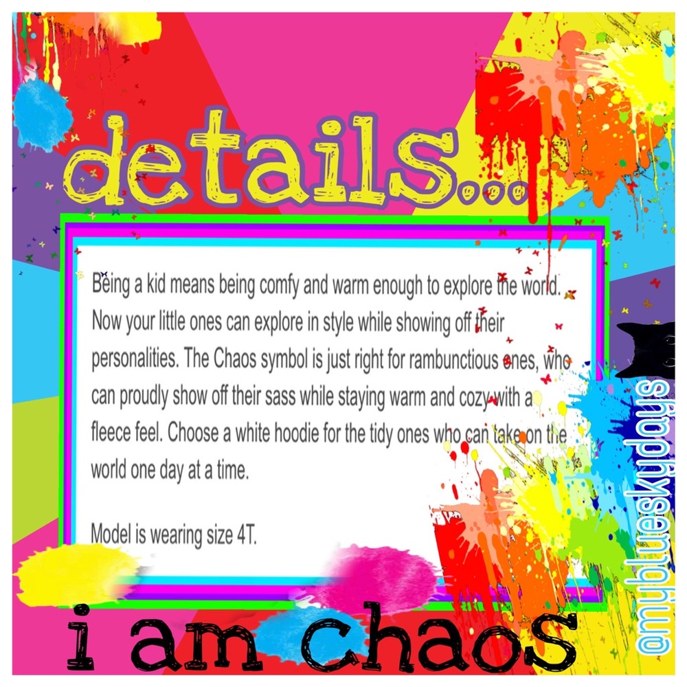 ✌🏼️💗🌎I am chaos unisex toddler hoodie💗💙 - Picture 4 of 5