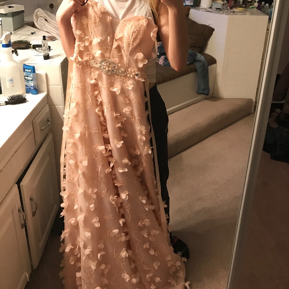 cute pink floral prom dress