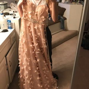 cute pink floral prom dress