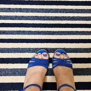 J. Crew Cobalt Raffia Woven Wedges