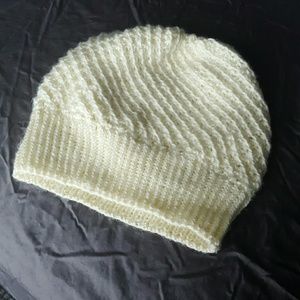 Knitted cream beanie