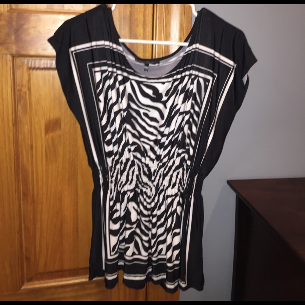 Zebra print, cap sleeve top