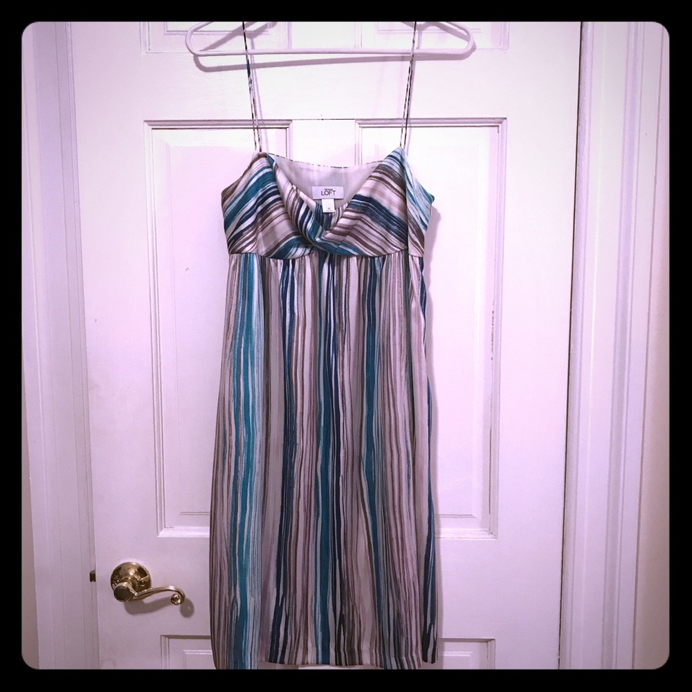 LOFT size 10 spaghetti strap striped dress