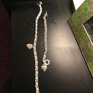 Matching necklace & bracelet with heart chain