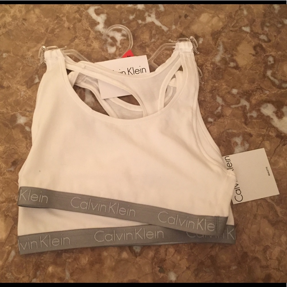 Two White Calvin Klein Bralettes