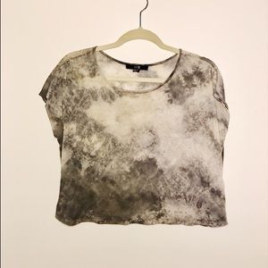 Sheer Grey Tie-Dye Crop Top