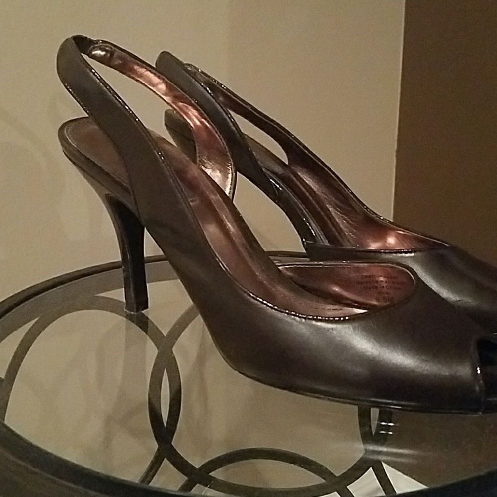 Brown peep toe pumps - Picture 2 of 6