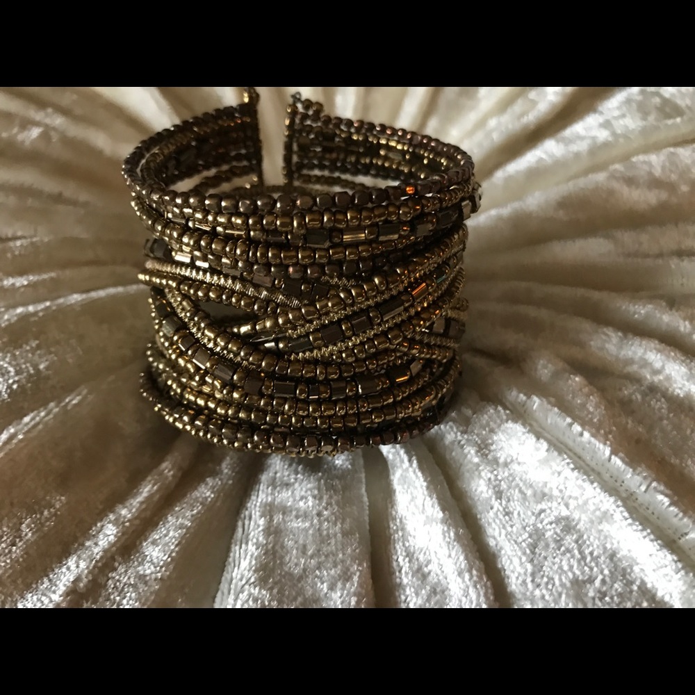 Gold braided cuff bracelet