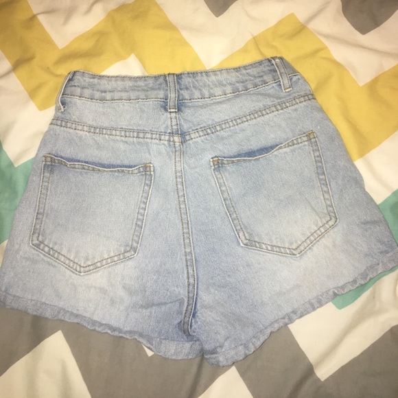 High Rise Ripped Denim Shorts - Picture 2 of 4