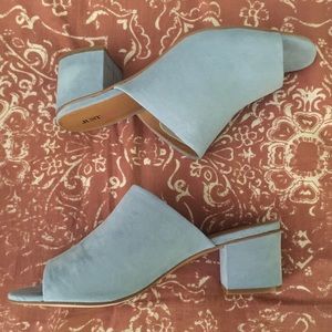 SOLD Baby blue suede JustFab sandals