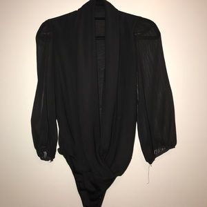Black sheer bodysuit top