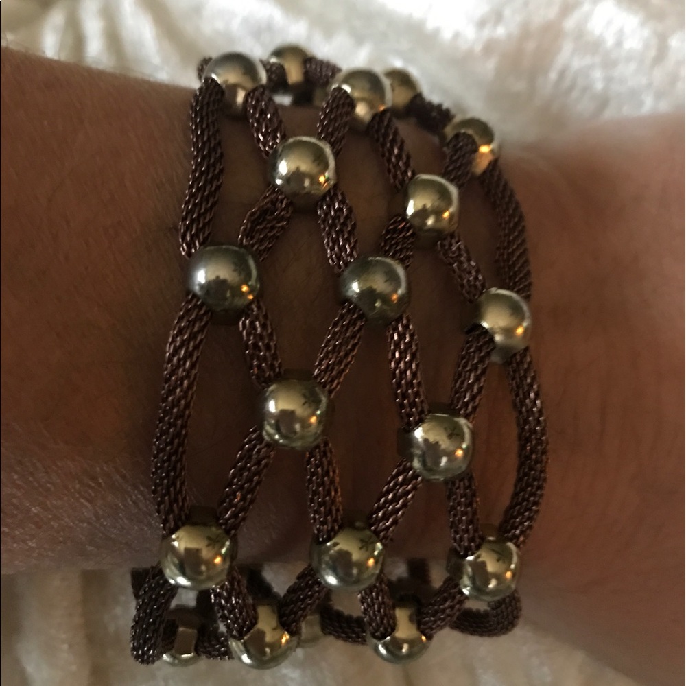 Bronze and gold braided bracelet