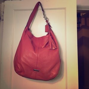 Coach Leather Hobo Satchel in Coral