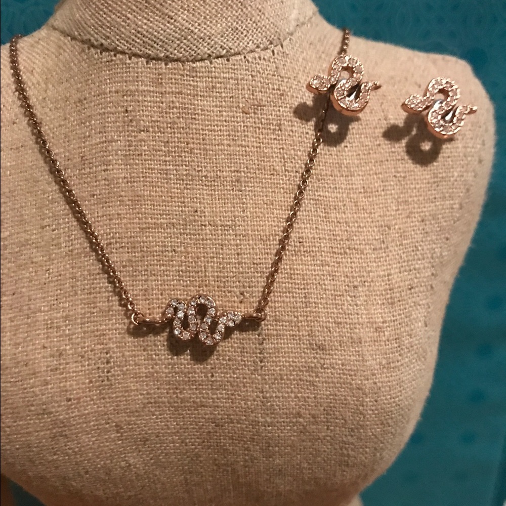 Set: Sidewinder studs and necklace in rose gold