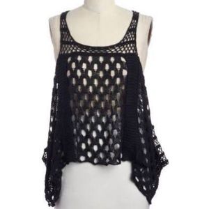 AllSaints Black Crochet Elkin Tank Top