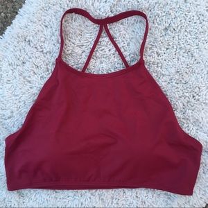 Dark Red High-Neck Bikini Top by LA Hearts