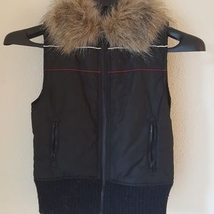 Black Vest with Faux Fur Collar