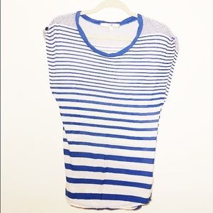Blue and White Striped Top