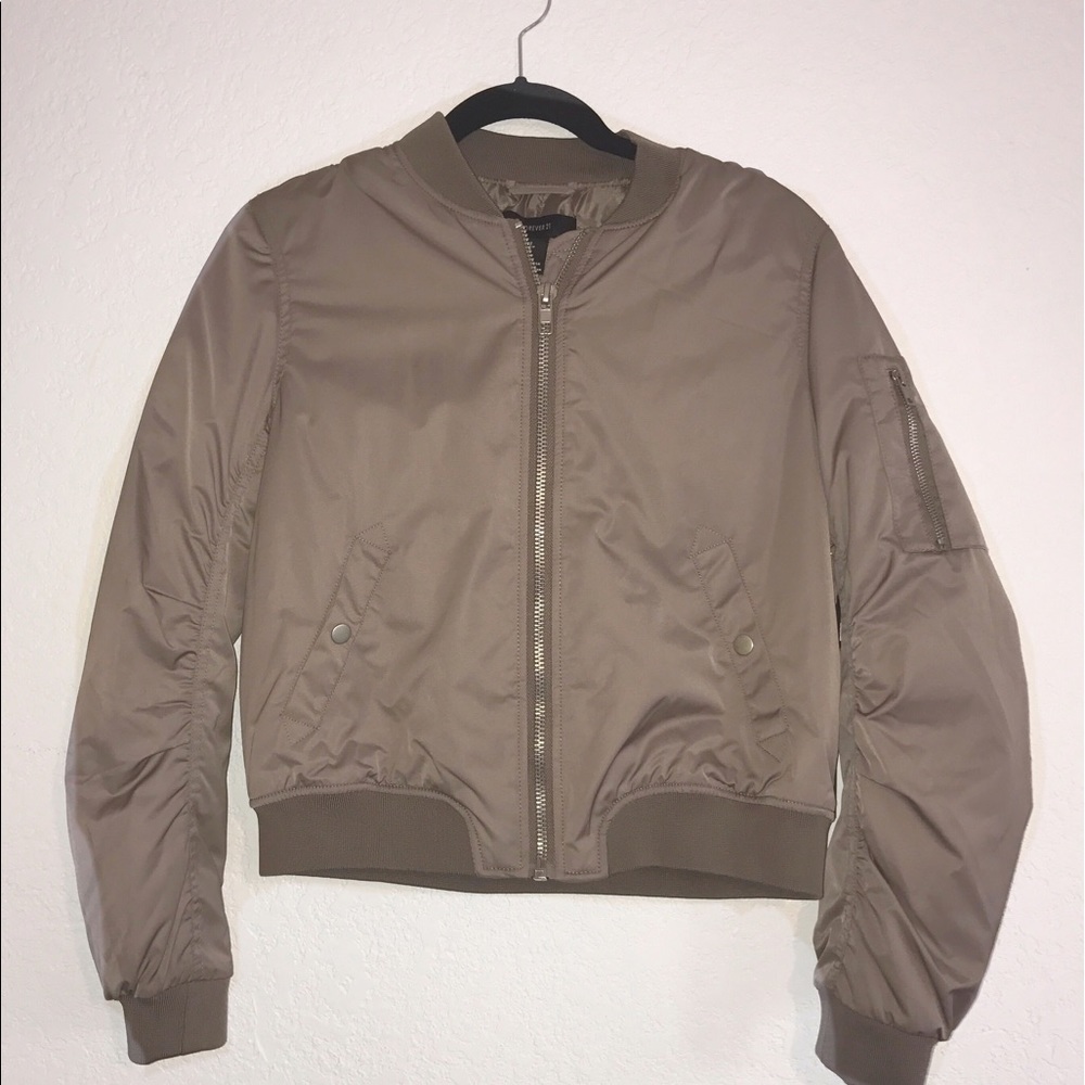 Taupe Padded Bomber Jacket - Picture 1 of 2