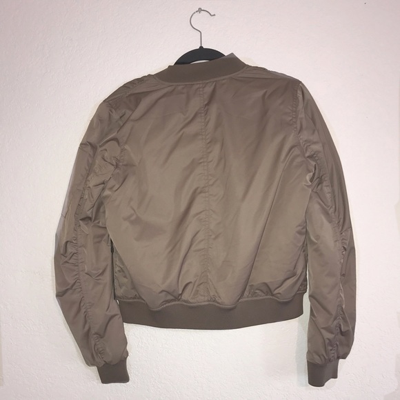 Taupe Padded Bomber Jacket - Picture 2 of 2