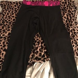 Hot pink logo banded VS PINK yoga leggings