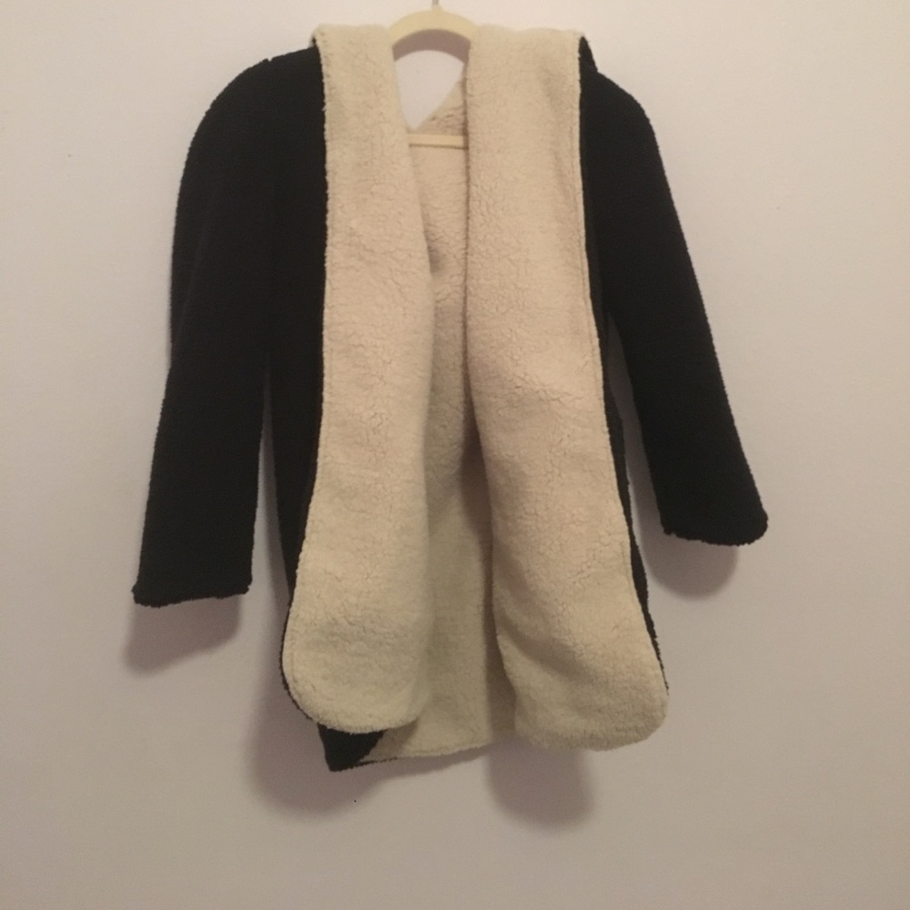 Black and white fuzzy free people coat