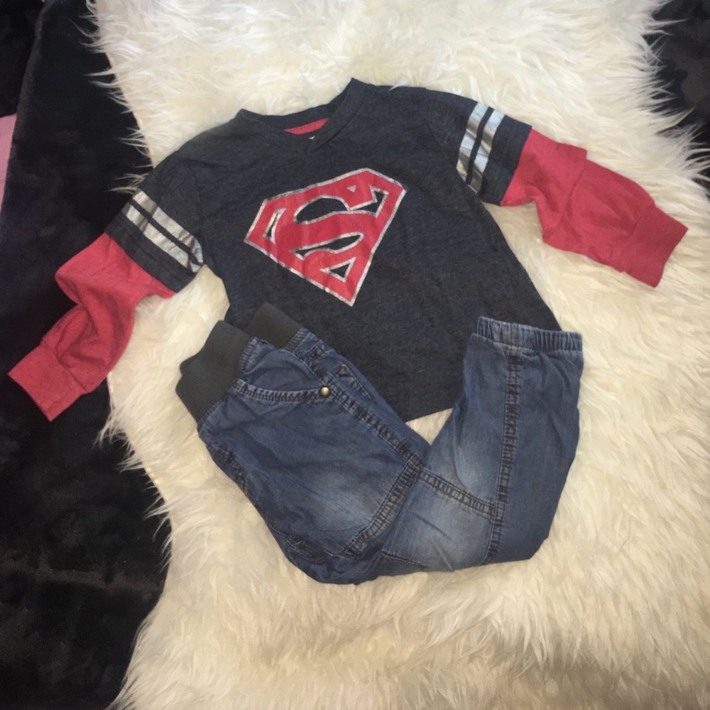 Superman long sleeve and Cherokee jean joggers