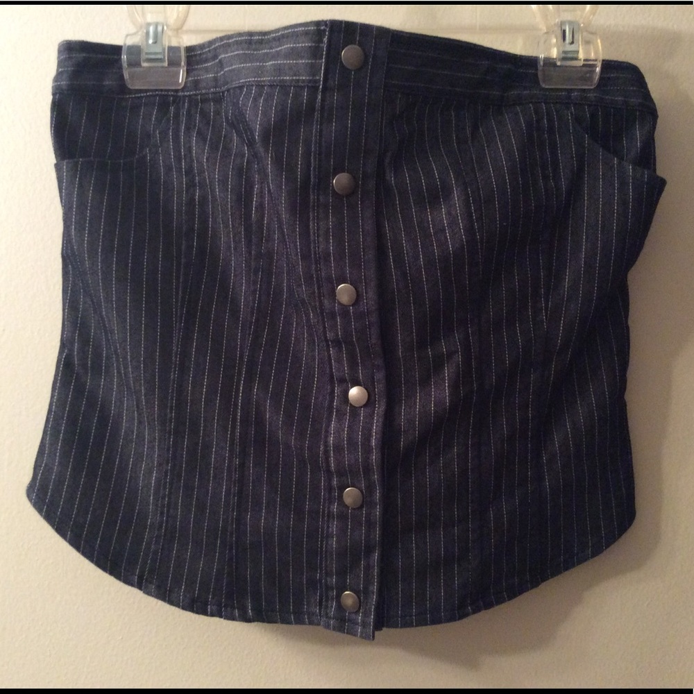 Foravi New York Denim Pinstripe tube top Size L!