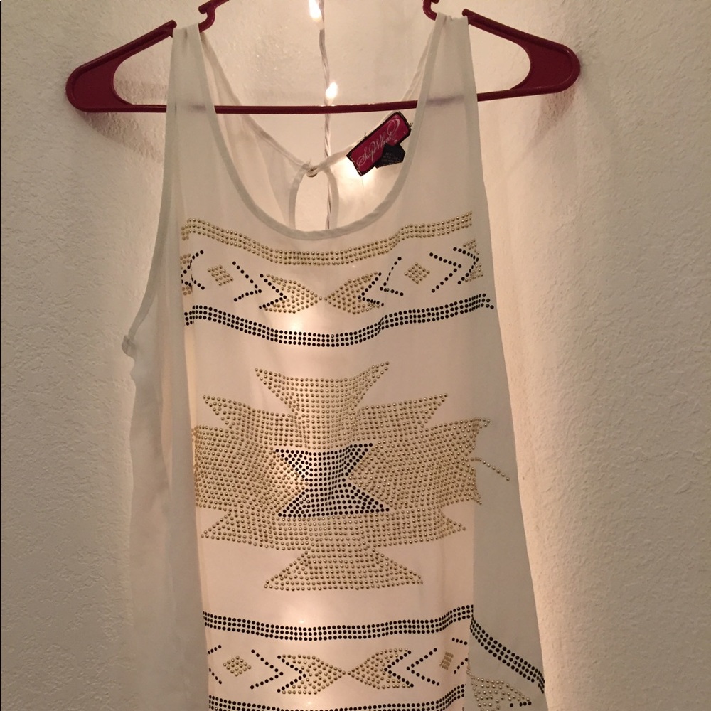 Sheer white studded tank top