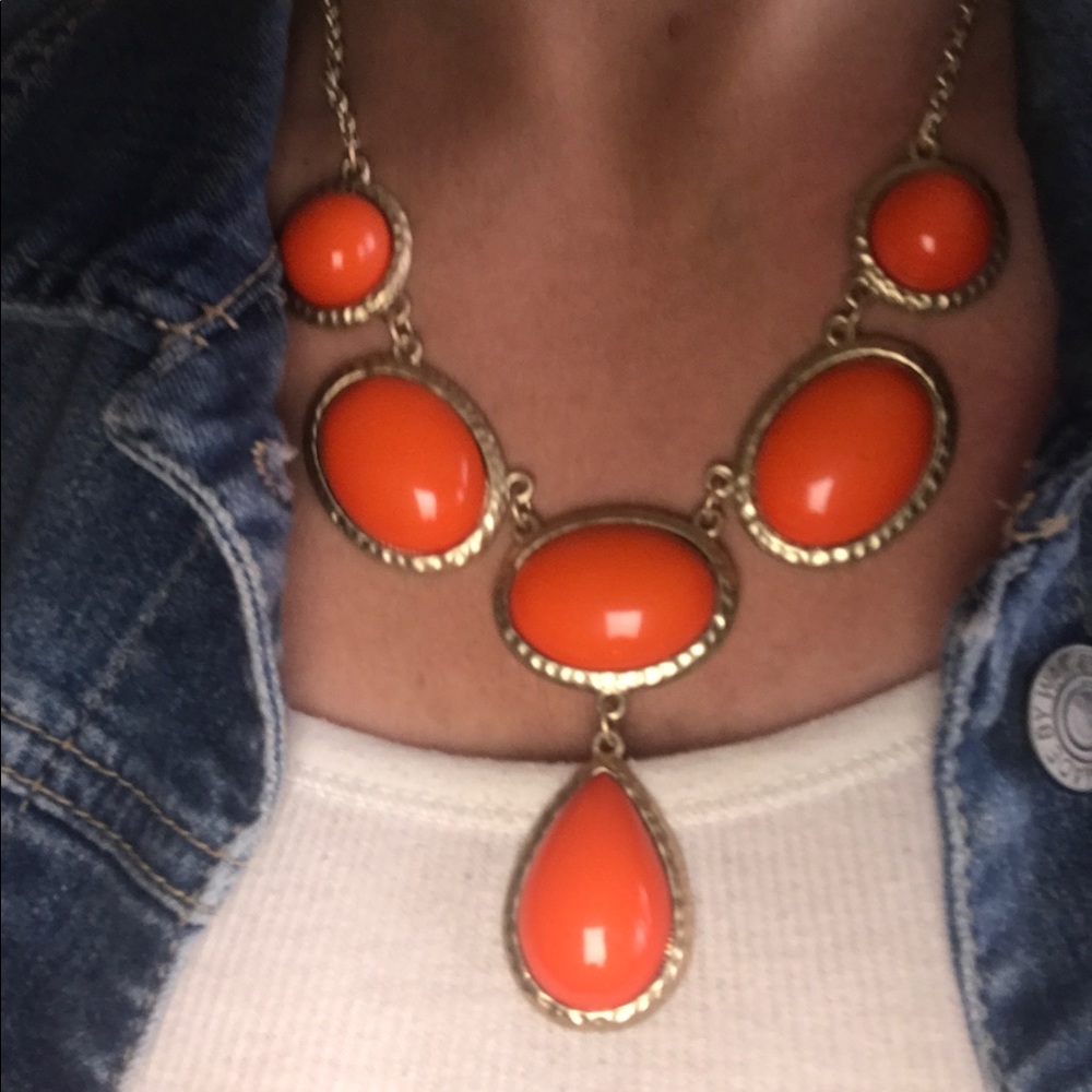 Gold and orange stone necklace
