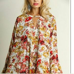 Bell Sleeve Floral Tunic Dress