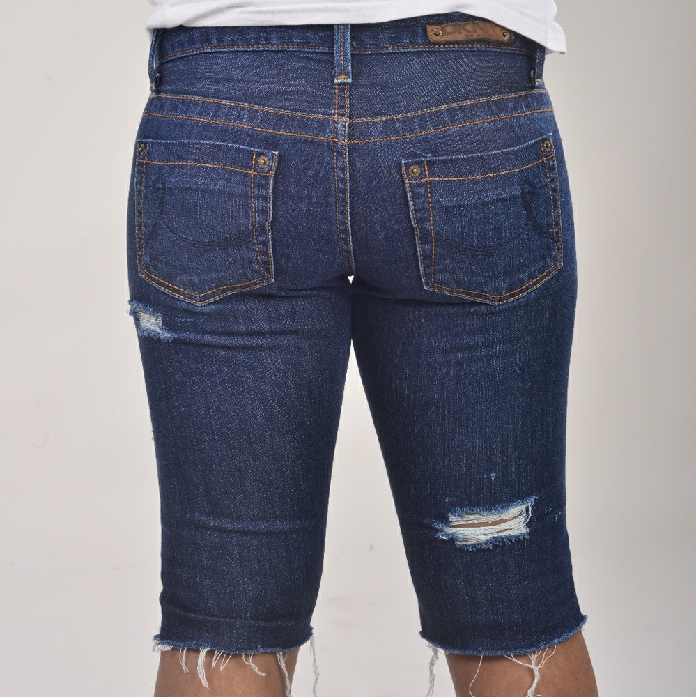 Distressed Denim Bermuda Shorts