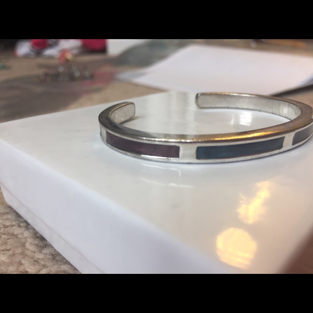 LAST 24 HRS!!  Silver cuff with real and purple