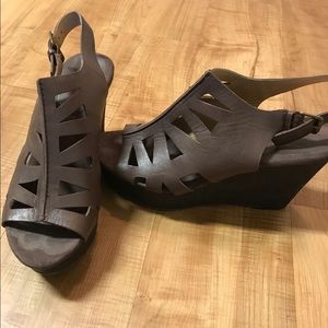 Brown wedge sandals