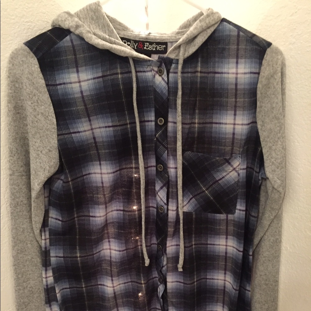 Button up flannel with a hood