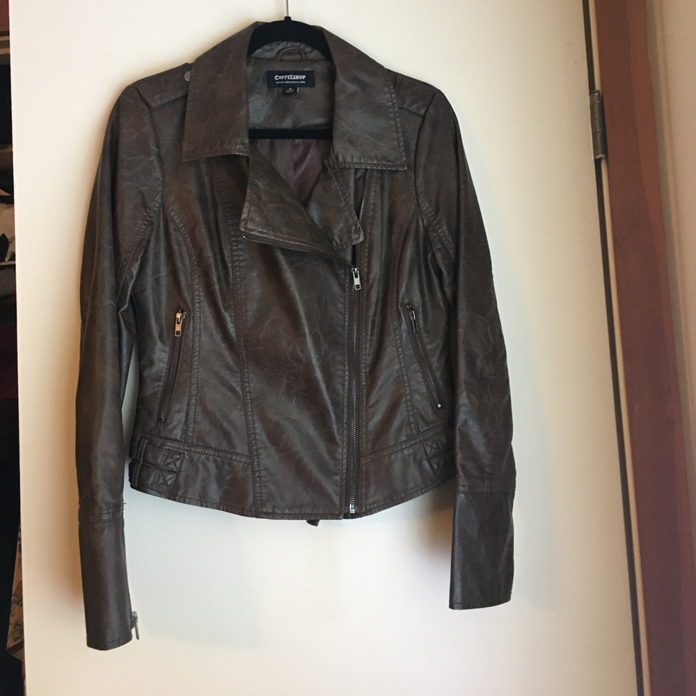 🦉Super Cute Moto Style Brown Leather Jacket