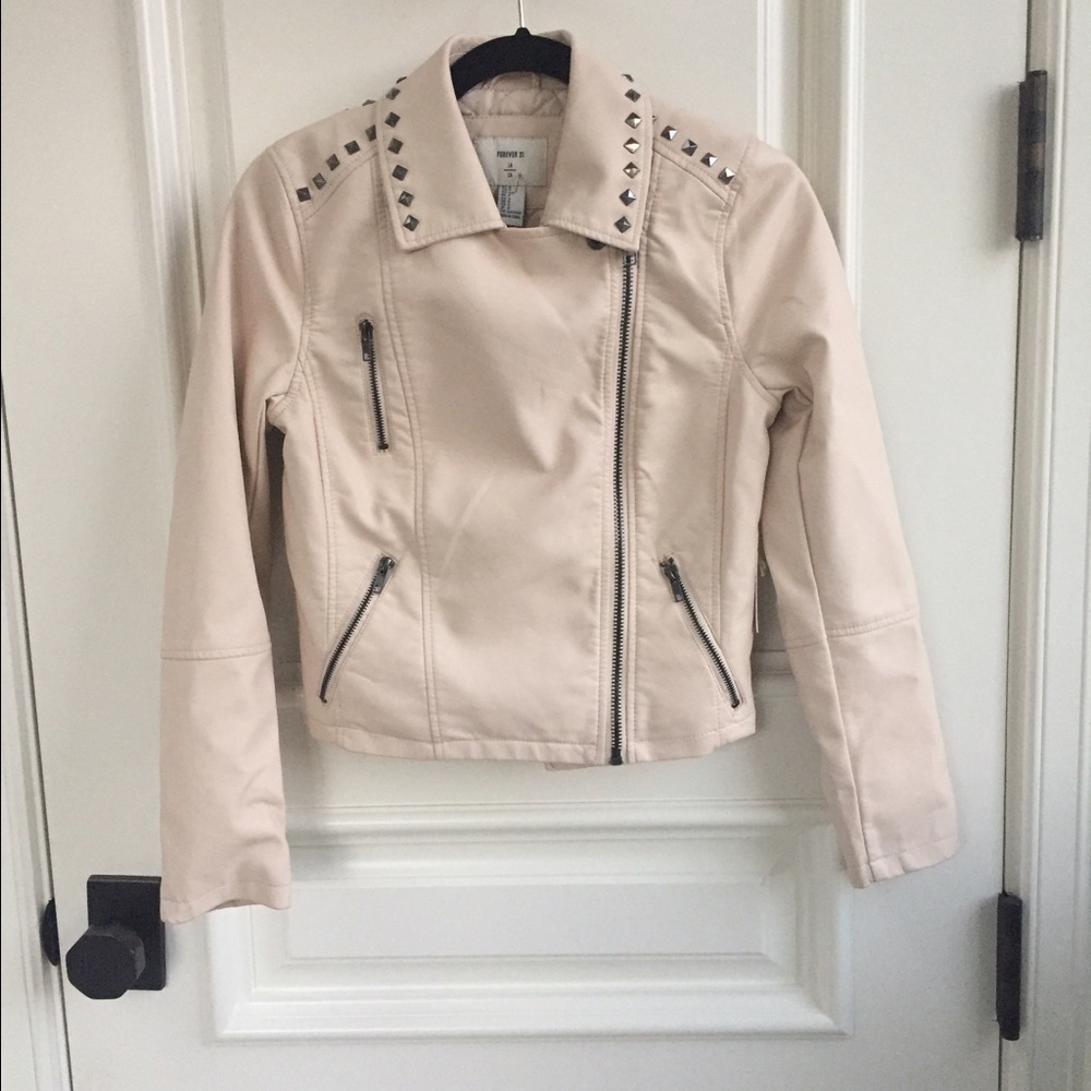 NWT Forever21 faux pink leather jacket