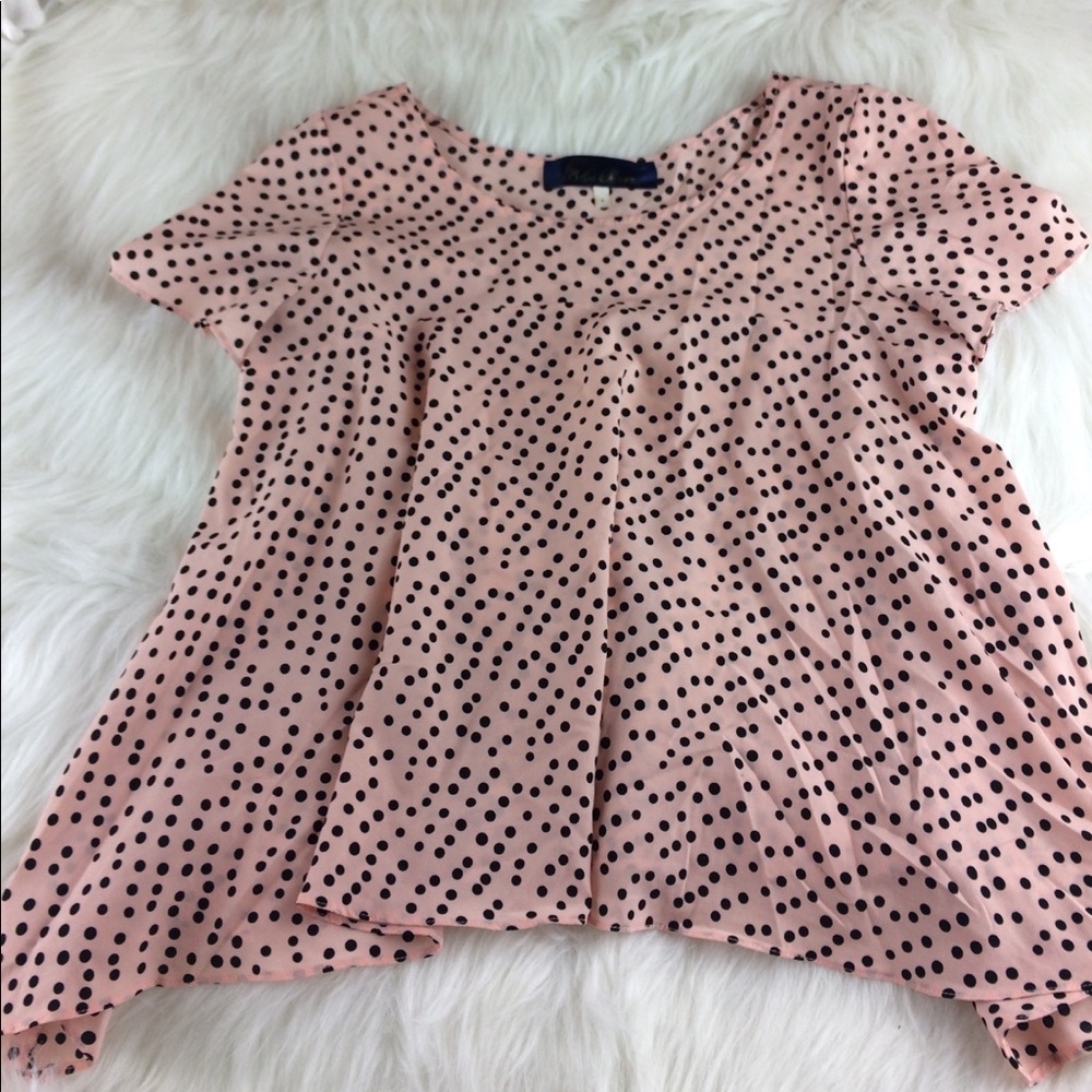 Stitch Fix Blue Rain pink black polka dot top