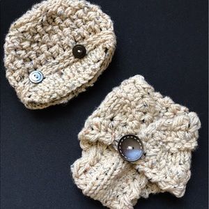 Knit/crochet newborn hat & diaper cover