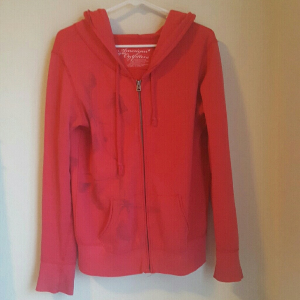 AE Red Baggy Zippered Hoodie