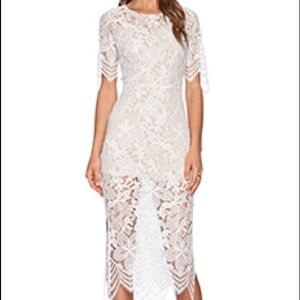 For Love & Lemons Luna Midi Dress White (Medium)