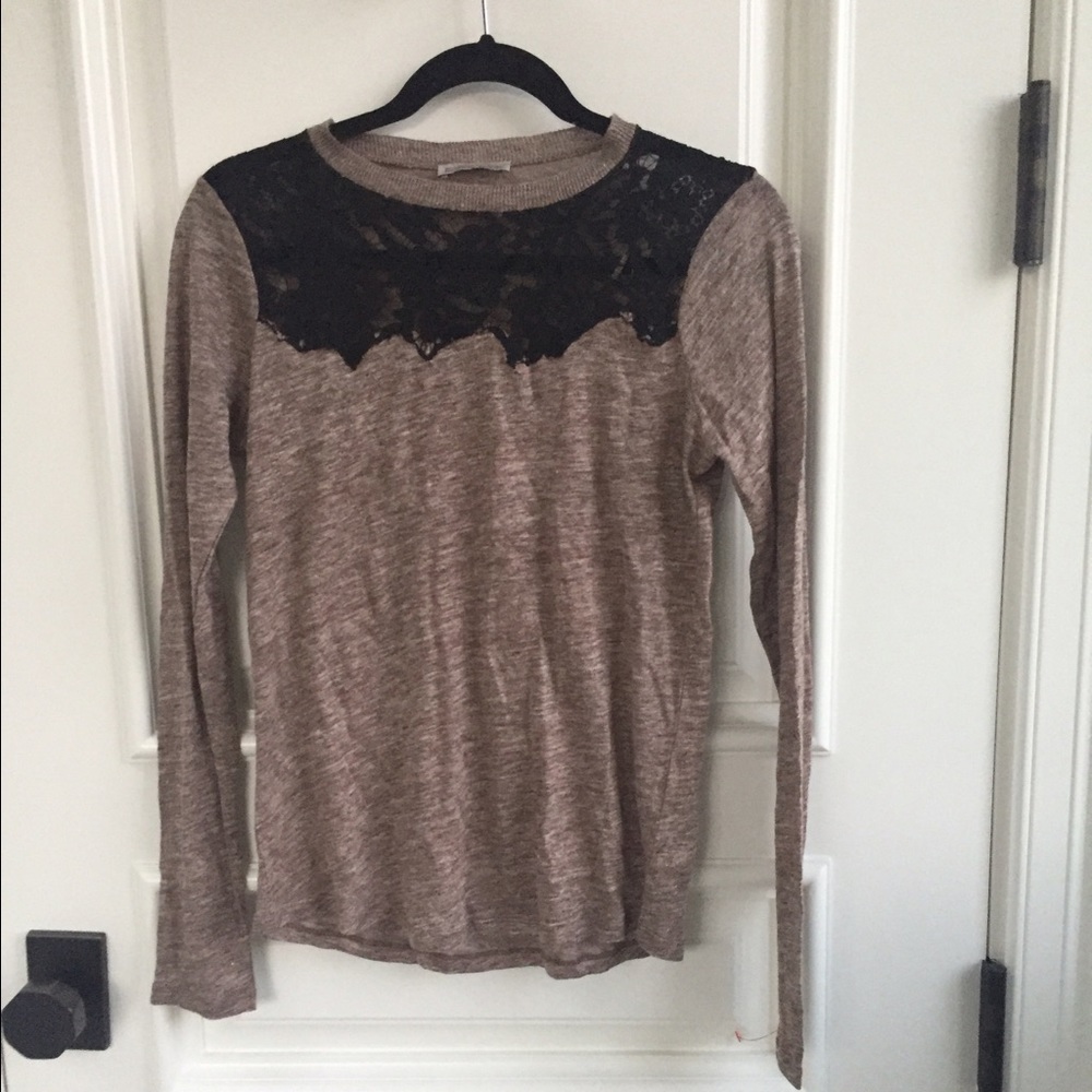 Zara women's brown and black lace shirt