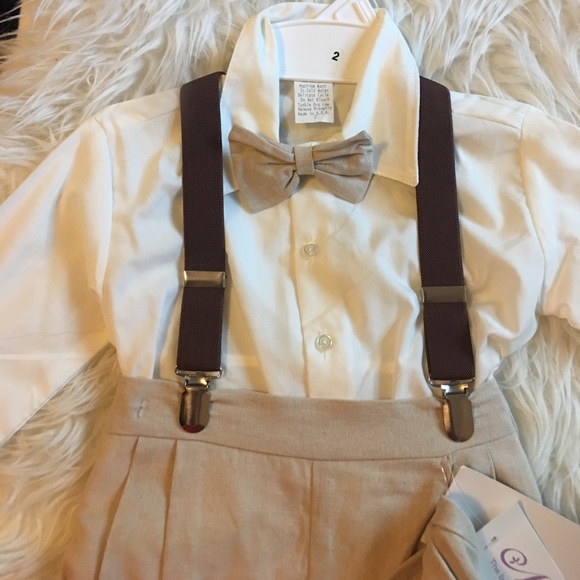 Gentlemen's suit kaki pants with suspenders hat - Picture 2 of 7