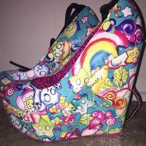Iron Fist Wedges - zombie rainbow heels size 9