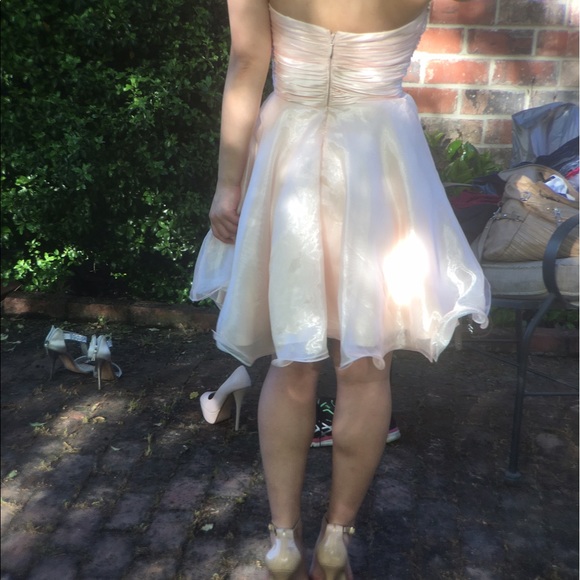 Strapless Pink Flounced Homecoming Dress - Picture 3 of 5