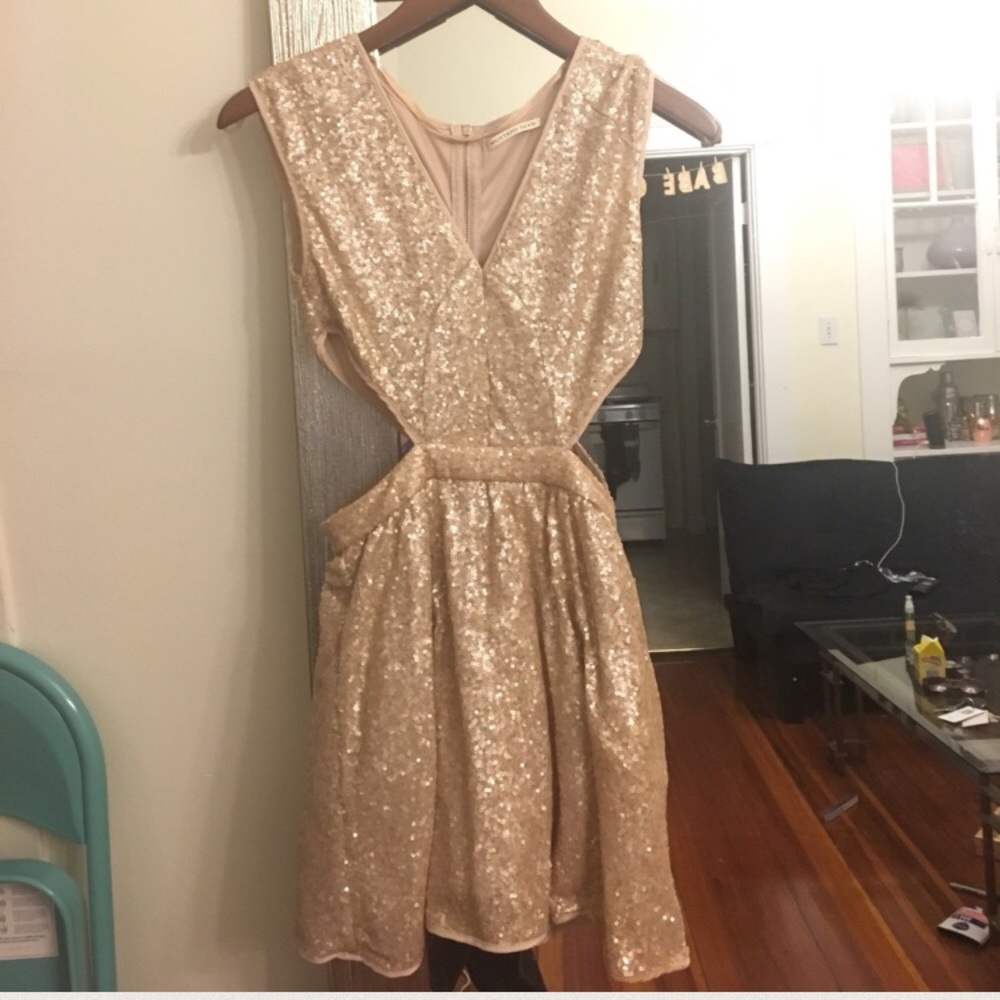 Gold Sequin Mini Dress w/ Side Cutouts ✨ Nasty Gal