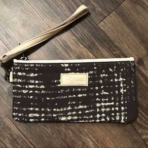 Brynn Capella Wristlet Clutch black white fabric