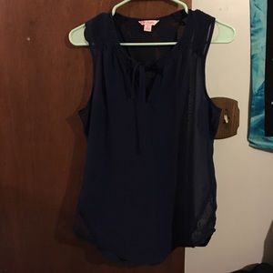 Sheer blue tank top