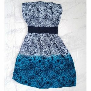 AQUA Floral Blue Ombre Cinched Sundress XS