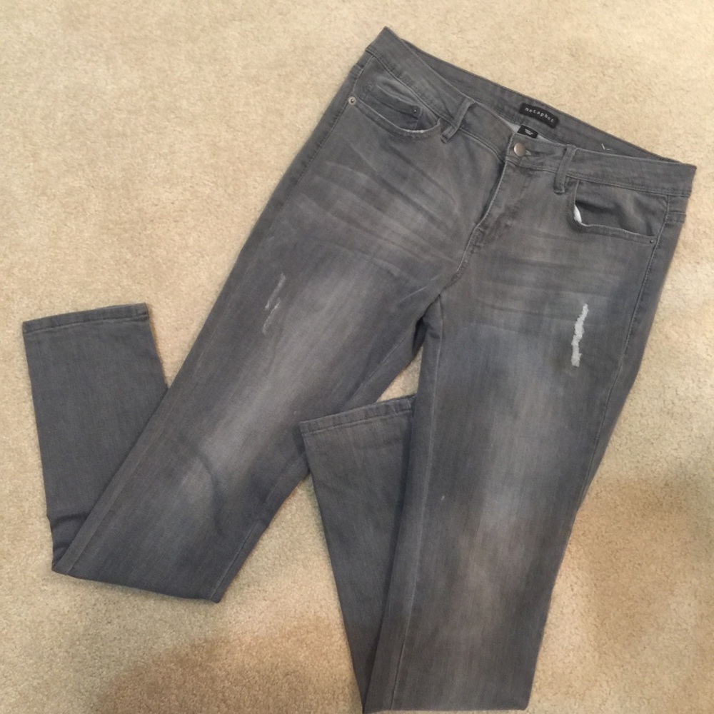 distressed denim jeans